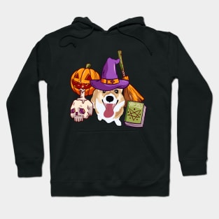 Halloween Corgi Witch - Broom Hoodie